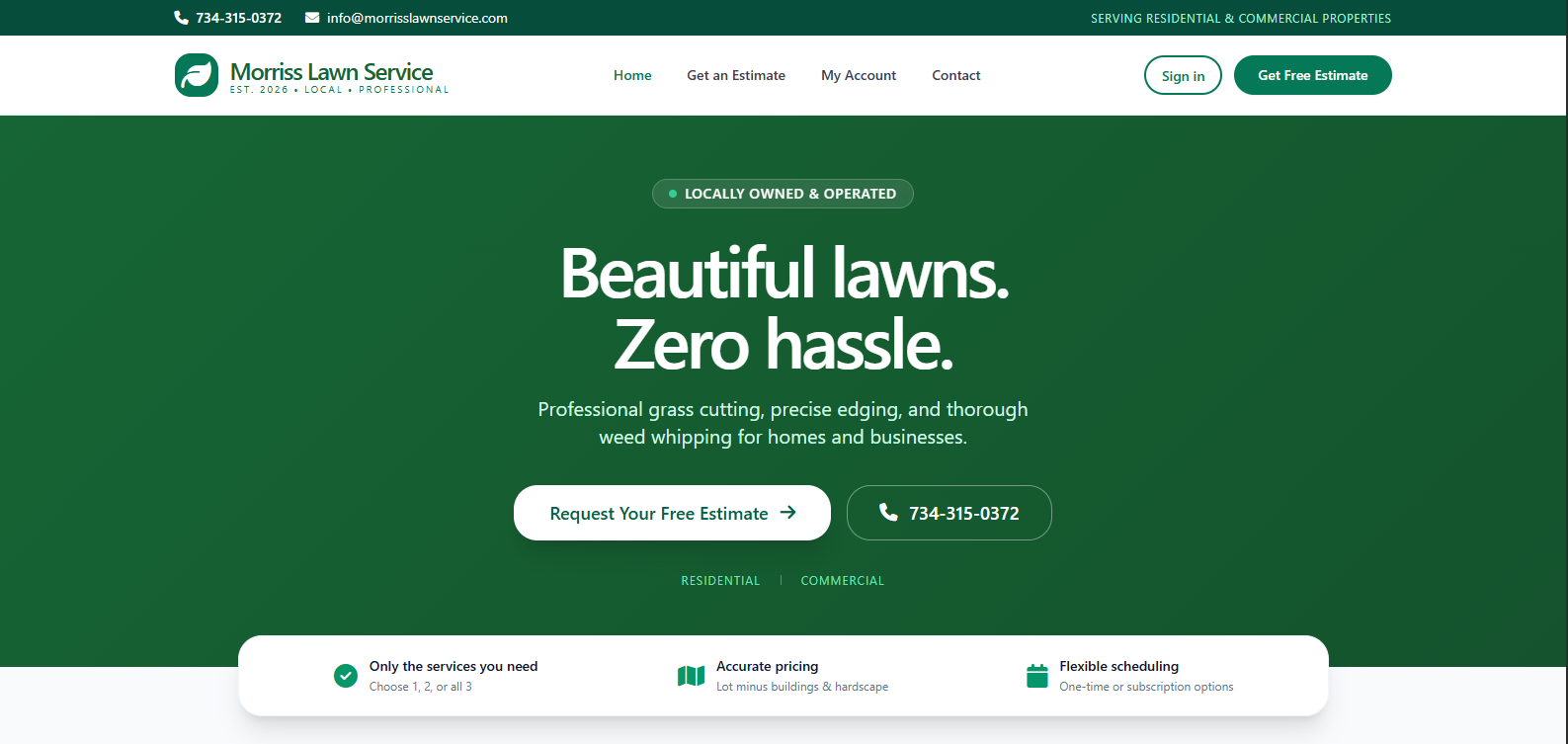 Field Service Platform — public marketing website at Morriss Lawn Service